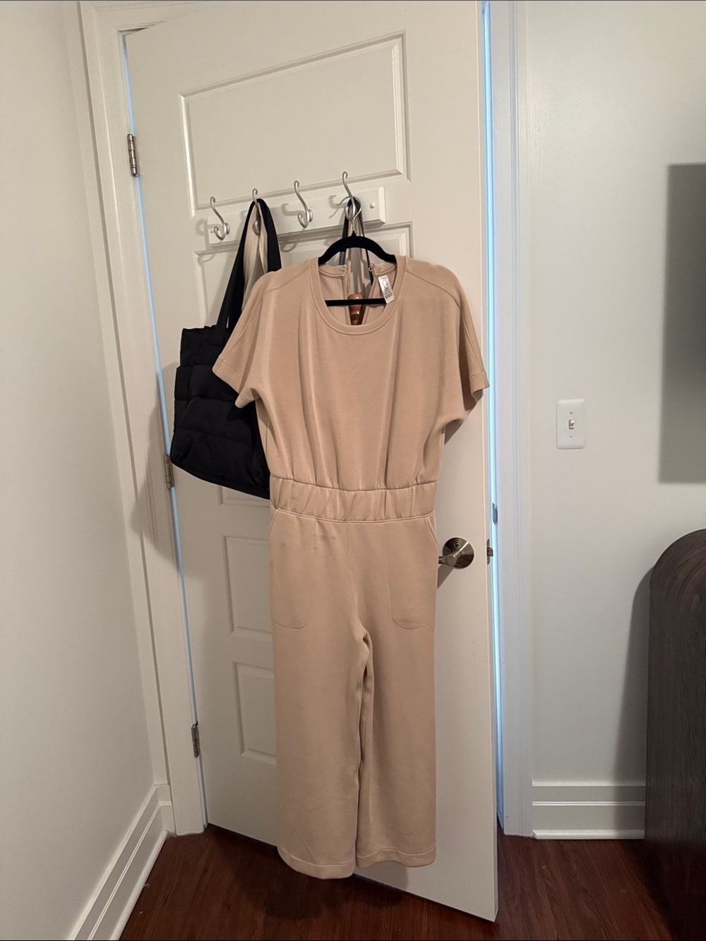 SPANX Short-Sleeve Waist-Panel Top in Beige